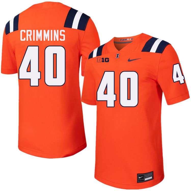 #40 Keelan Crimmins Illinois Fighting Illini Football Jersey,Uniforms-Orange #40 Keelan Crimmins Illinois Fighting Illini Football Jersey,Uniforms-Orange